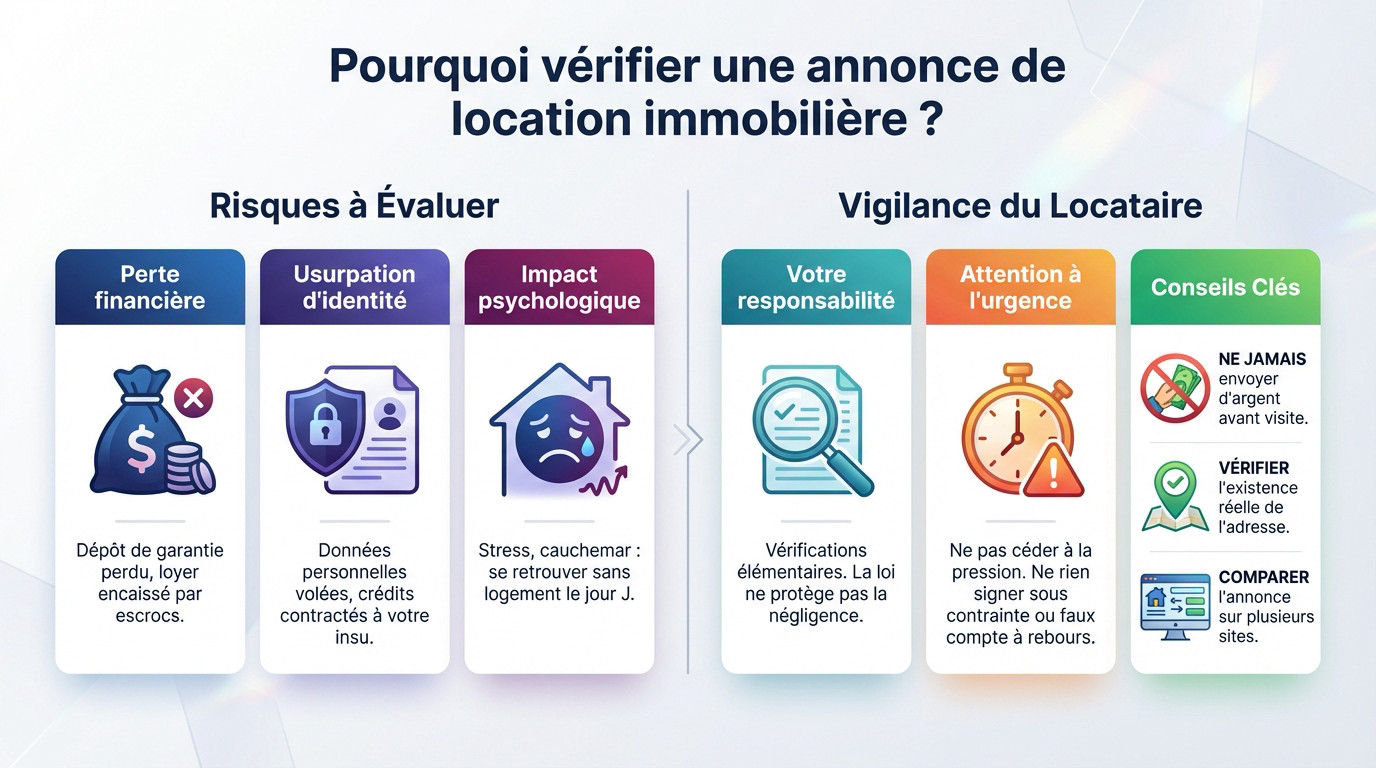 Vérification d'une annonce de location immobilière sur ordinateur