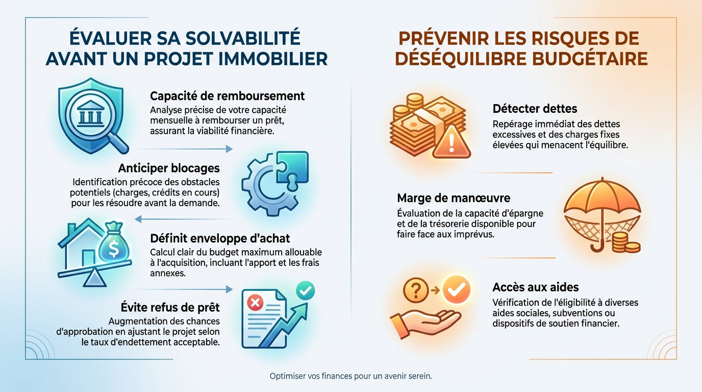 Graphique illustrant l'évaluation de la solvabilité et la prévention des risques liés au taux d'endettement
