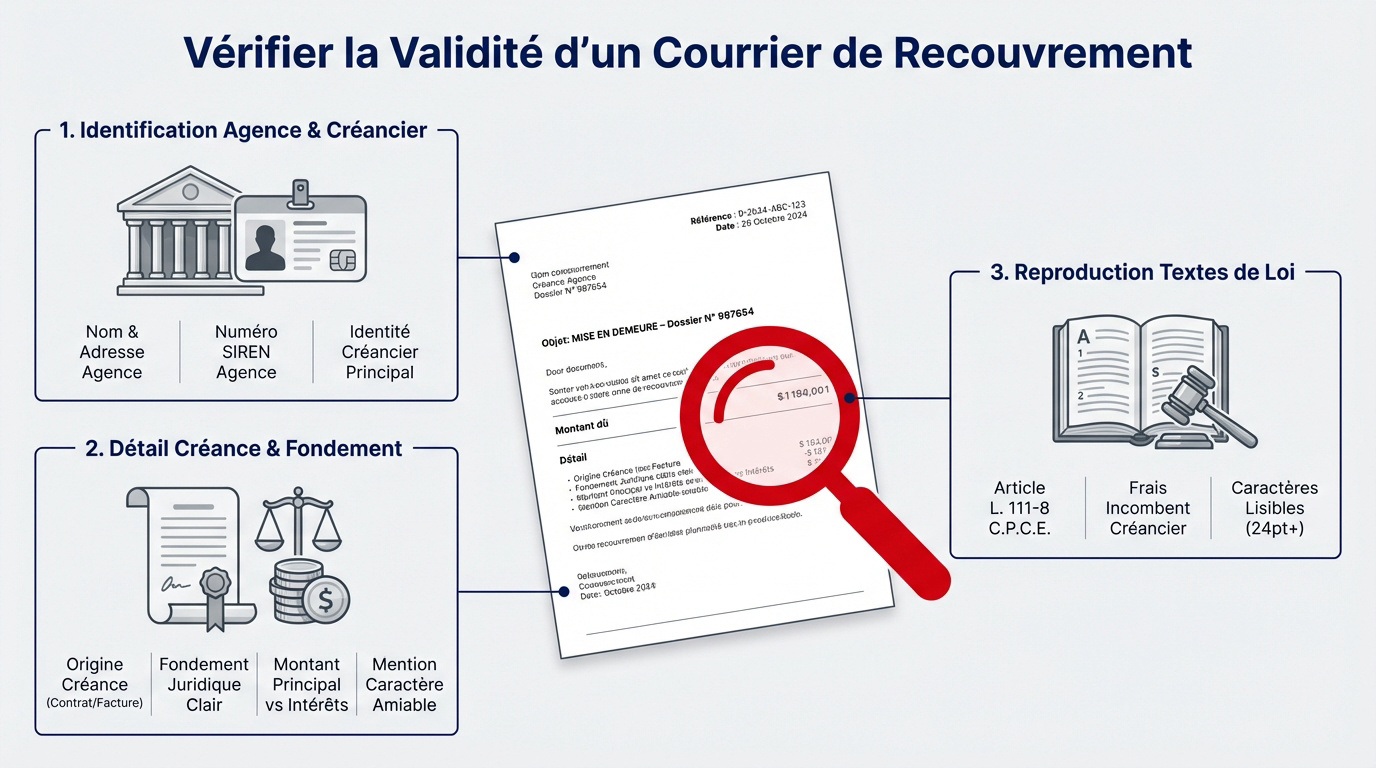 Vérification de la conformité d'un courrier de recouvrement